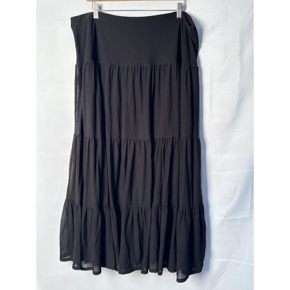 Women’s Ralph Lauren Green Label Nylon/Cotton Blend Black Maxi Skirt Sz XL